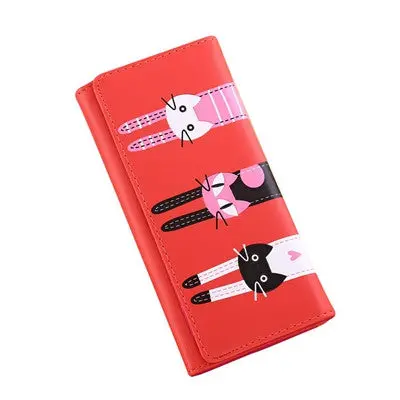 Clutch Bag Pu Leather Wallet Women Money Wallets Long Design Cat Pattern Purses Women Party Bags 6