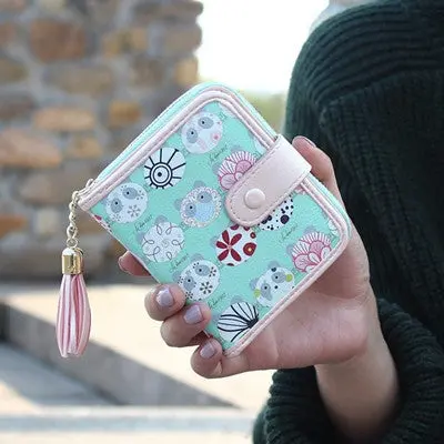 Clutch Wallet Lady Women Purse Short Small Bag Womens Cute Printed Girl Card Holder Purses With Tassels 1