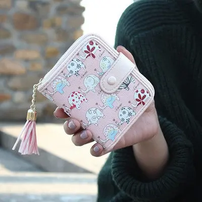 Clutch Wallet Lady Women Purse Short Small Bag Womens Cute Printed Girl Card Holder Purses With Tassels 3