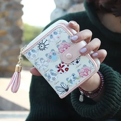 Clutch Wallet Lady Women Purse Short Small Bag Womens Cute Printed Girl Card Holder Purses With Tassels 5