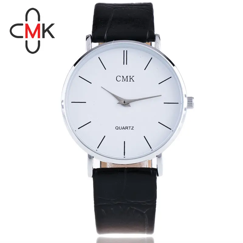 Cmk Watch Leather Wristwatch Waterproof Analog Sport Quartz Wrist Watch White Black Montre Wrist Watch 2