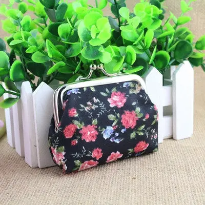 Coin Purse Women Lady Retro Vintage Flower Print Small Wallet Hasp Purses Clutch Bag 1
