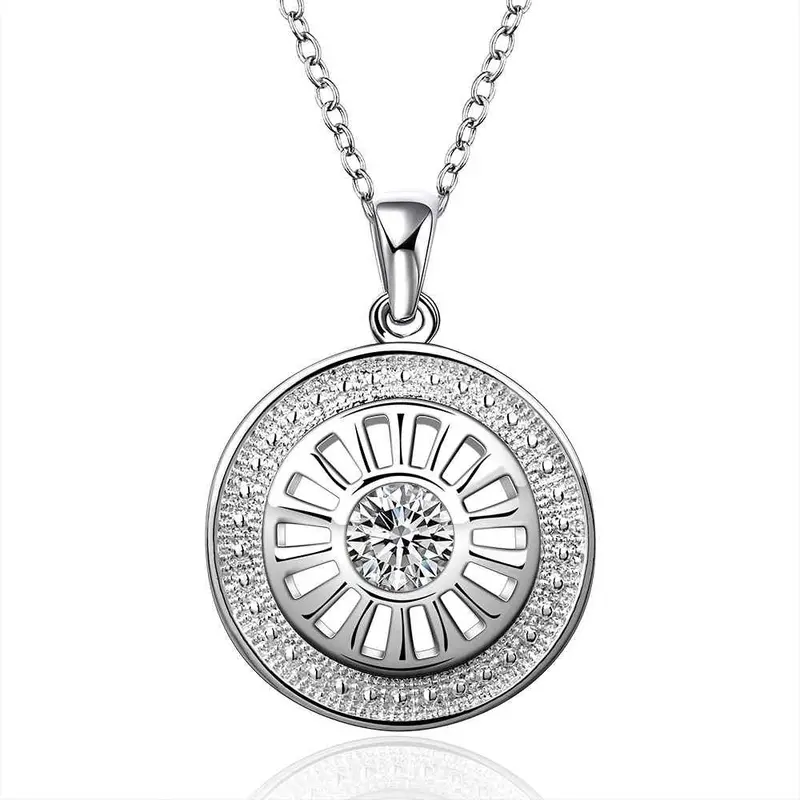 Colares Femininos Sterling Silver Wheel Silver -Plated Women Necklace Chain Pendants692 1