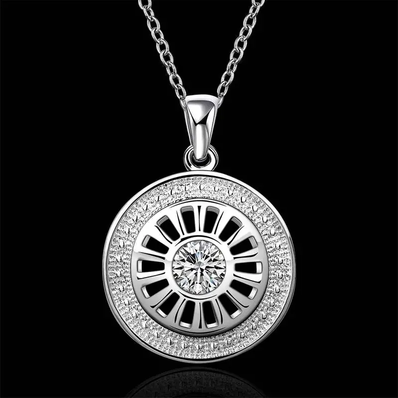 Colares Femininos Sterling Silver Wheel Silver -Plated Women Necklace Chain Pendants692 2