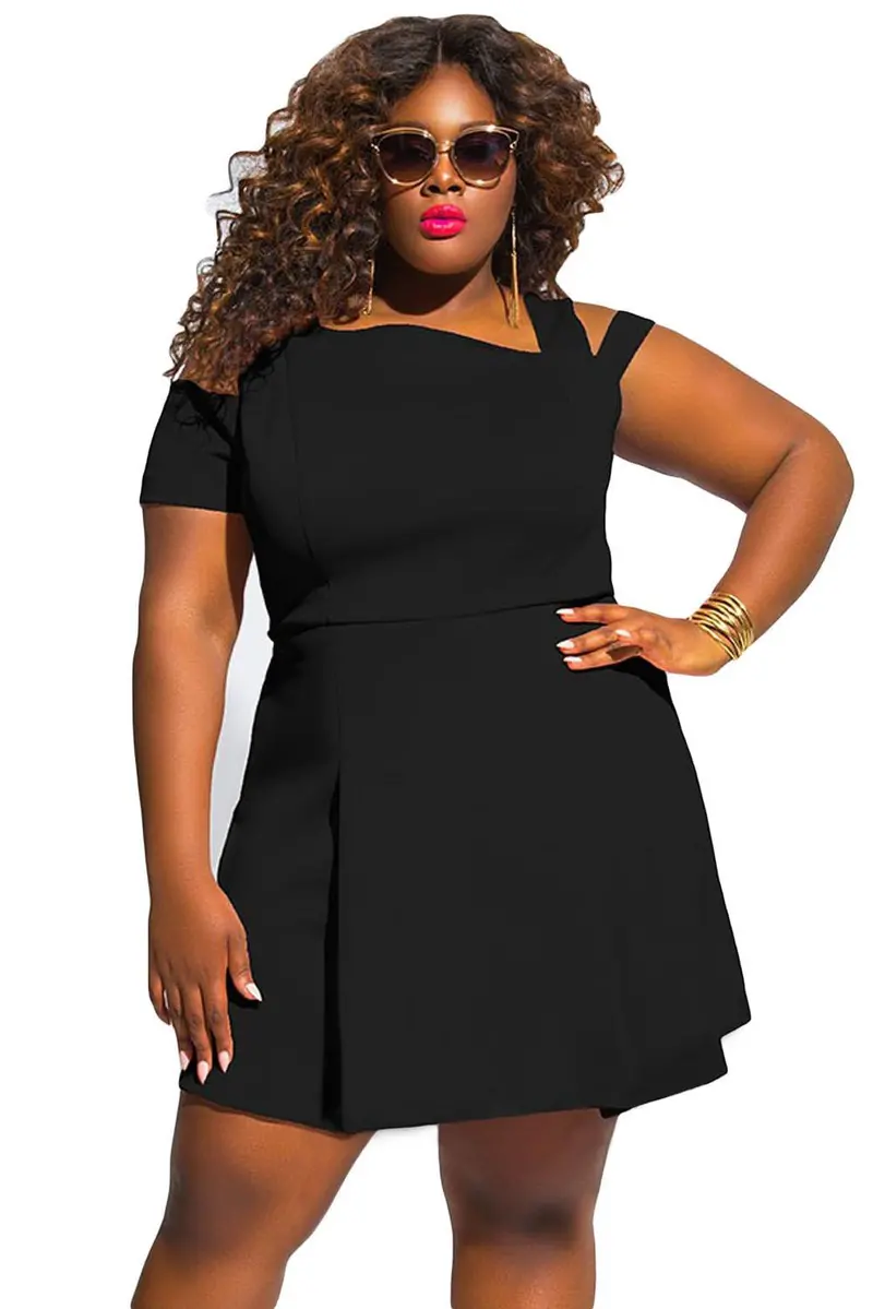 Cold Shoulder Party Dresses For Plus Size Clothing Backless Skater Dress Black Ladies Plus Size Dresses Xxxl 1
