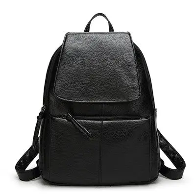 College Wind Schoolbag Washed Leather Backpack Woman Korean Leisure Travel Bag Retro Mochila Feminina 4