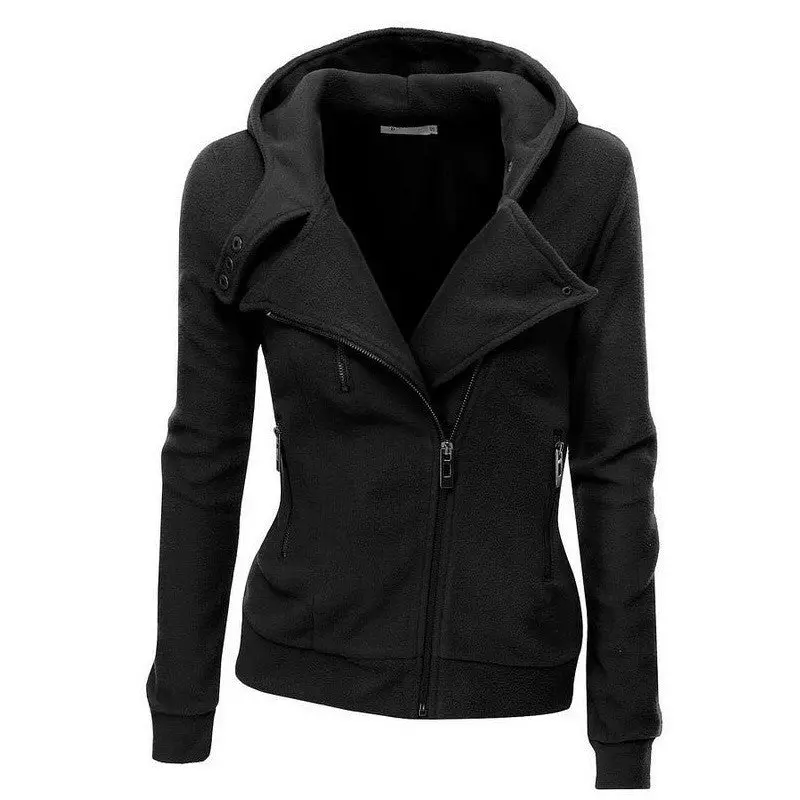 Color-Block Zip-Up Hoodie for Women – V-Neck Casual Sweatshirt with Kangaroo Pocket