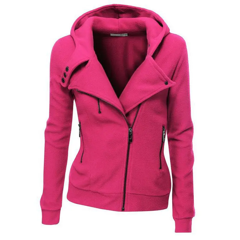 Color-Block Zip-Up Hoodie for Women – V-Neck Casual Sweatshirt with Kangaroo Pocket