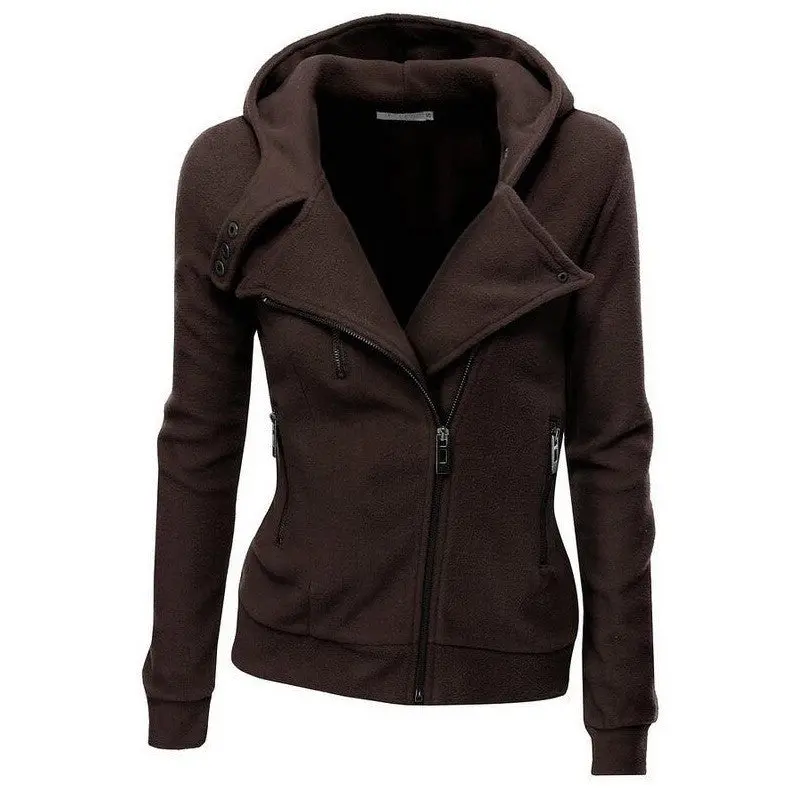 Color-Block Zip-Up Hoodie for Women – V-Neck Casual Sweatshirt with Kangaroo Pocket