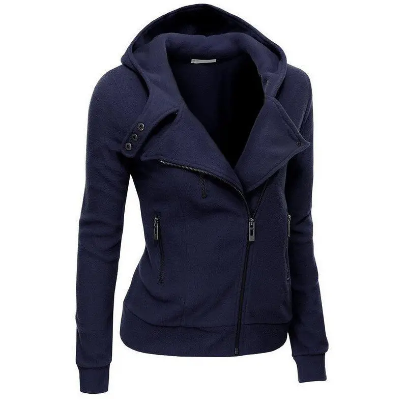 Color-Block Zip-Up Hoodie for Women – V-Neck Casual Sweatshirt with Kangaroo Pocket