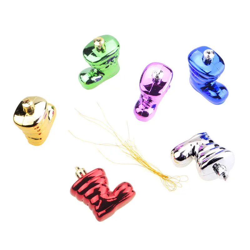Colorful 6Pcs Christmas Tree Ornaments Shoes Boots Festival Party Hanging Decor 78438 2