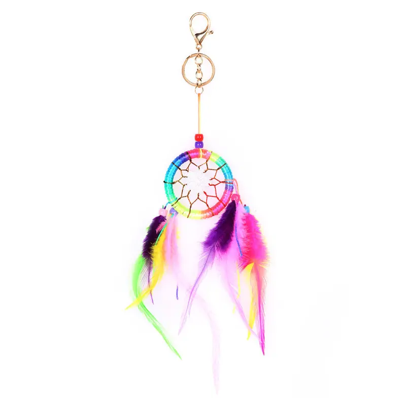 Colorful Dream Net With Feathers Wall Hanging Dreamcatcher Keychain 1