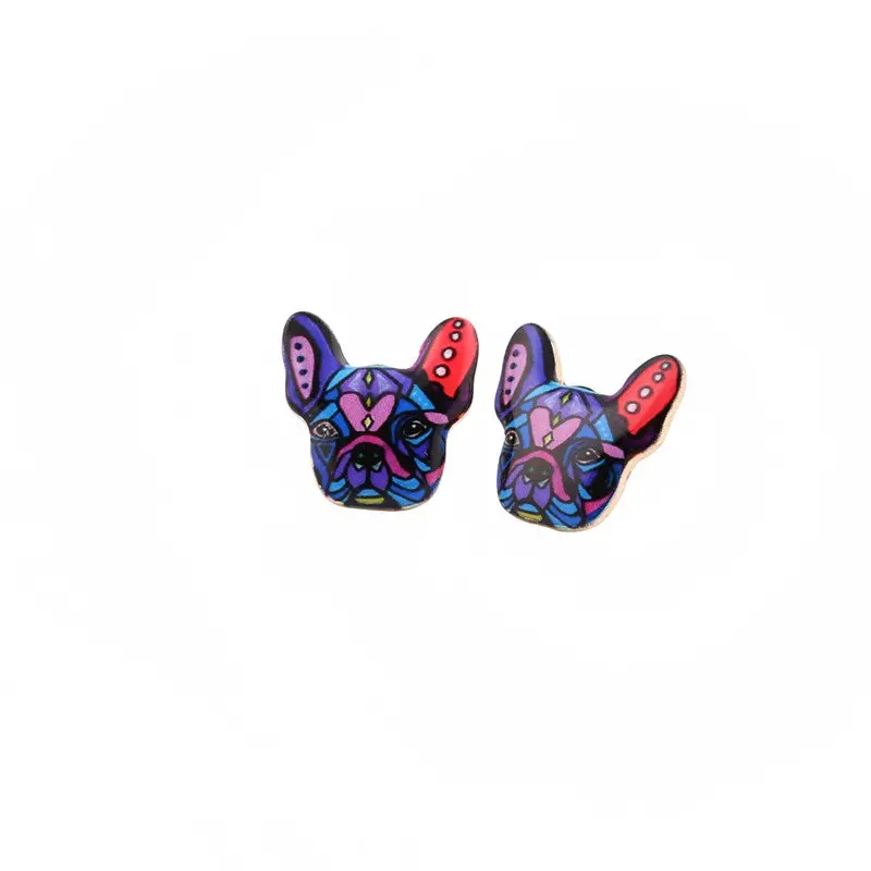 Colorful Enamel Animal Pet Dog Stud Earring Earrings French Bulldog Earrings Puppy Jewelry Oed049 1