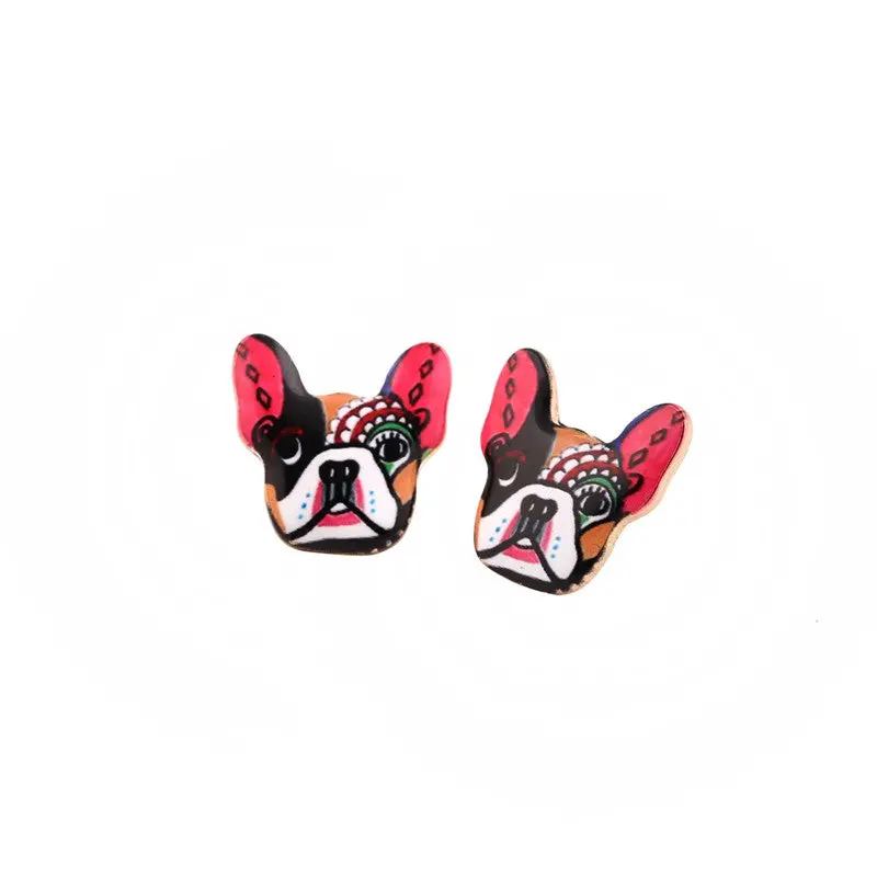 Colorful Enamel Animal Pet Dog Stud Earring Earrings French Bulldog Earrings Puppy Jewelry Oed049 2