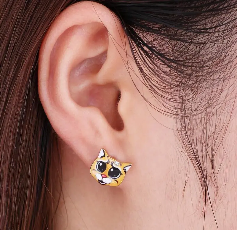 Colorful Enamel Animal Pet Kitty Stud Earring Earrings Cat Earrings Oed086 1