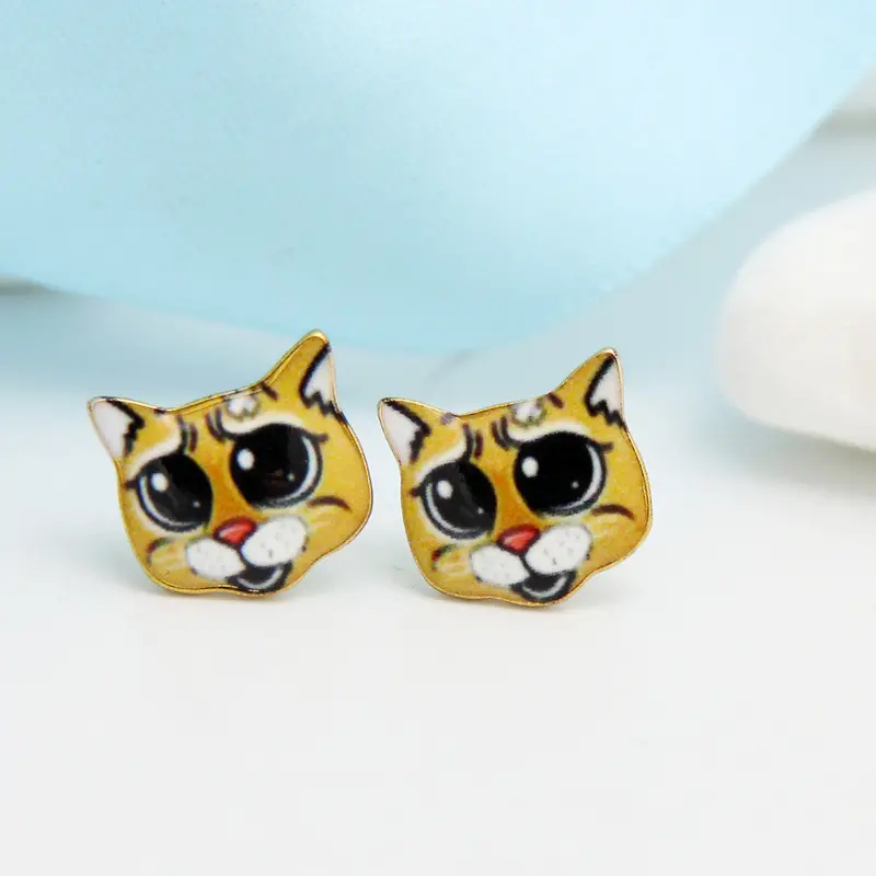 Colorful Enamel Animal Pet Kitty Stud Earring Earrings Cat Earrings Oed086 2