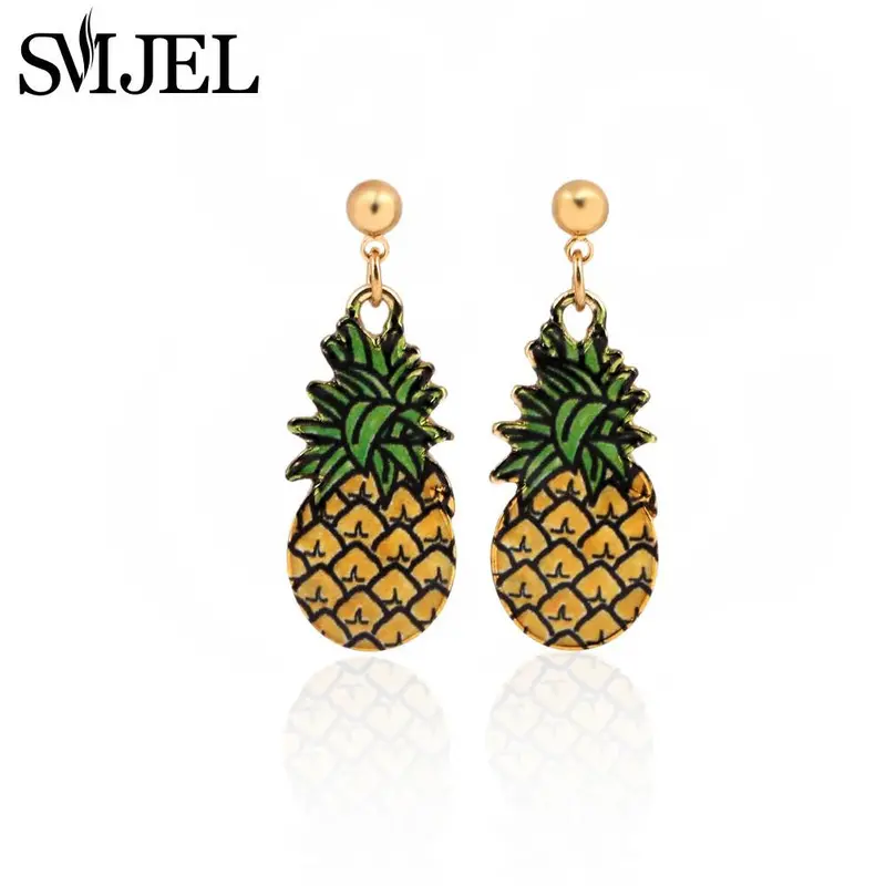 Colorful Enamel Gold Pineapple Earrings Studs Furit Drop Earrings Minimalist Jewelry Oeh036 2