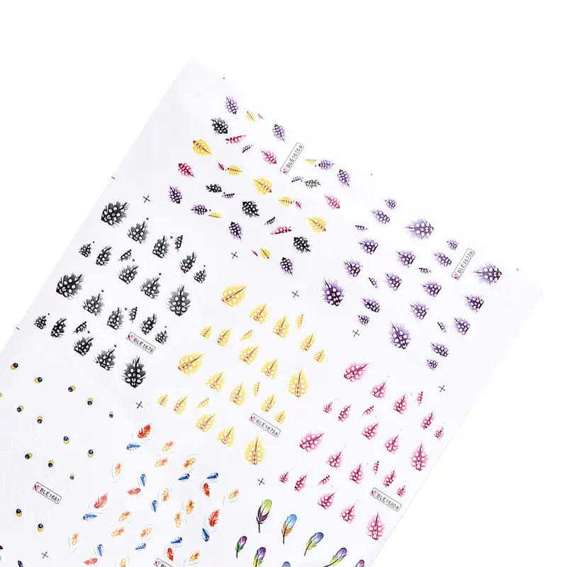 Colorful Feather Water Transfer Stickers Nail Art Tips 2