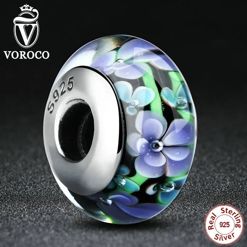 Colorful Flower Pattern European Glass Beads Charms Fit Pandora Bracelets Necklaces Scz009 1