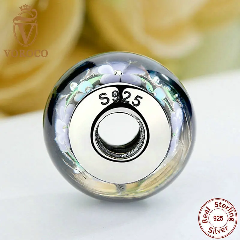 Colorful Flower Pattern European Glass Beads Charms Fit Pandora Bracelets Necklaces Scz009 2