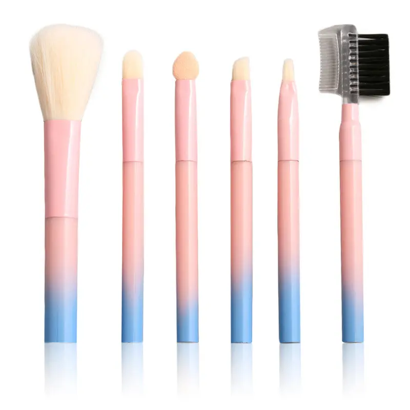 Colorful Gradient 6 Pcs Pro Foundation Makeup Brush Face Eye Brush Sets Beauty Tools Set 1