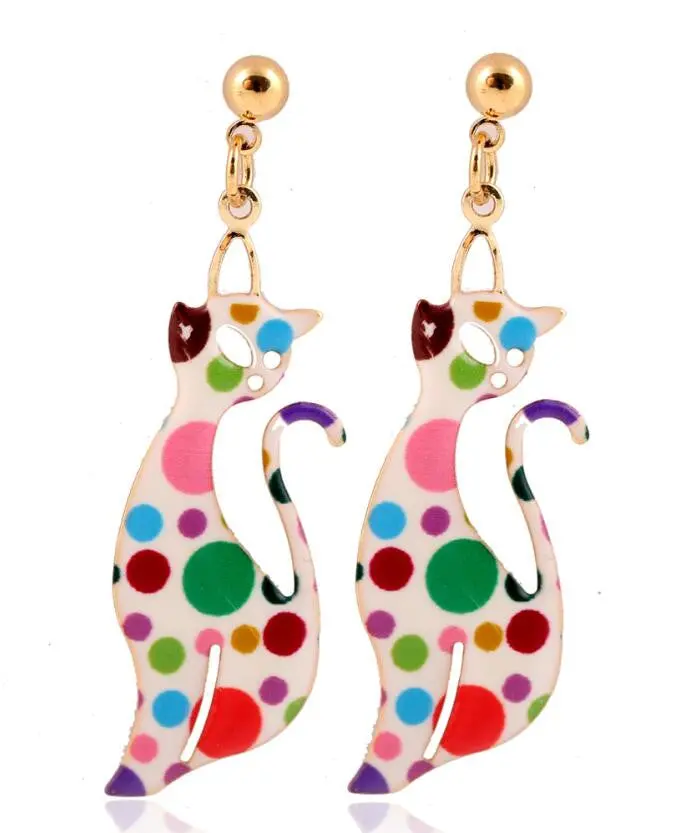 Colorful Handmade Personalized Kitty Drop Earrings Cute Animal Cat Hanging Earrings Girls Gift Oeh078 1