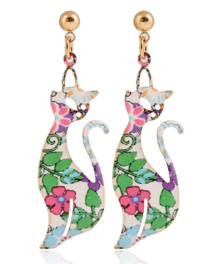 Colorful Handmade Personalized Kitty Drop Earrings Cute Animal Cat Hanging Earrings Girls Gift Oeh078 4