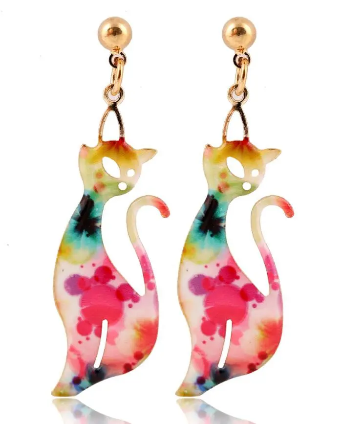 Colorful Handmade Personalized Kitty Drop Earrings Cute Animal Cat Hanging Earrings Girls Gift Oeh078 5