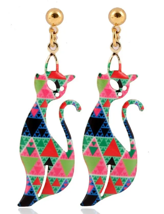 Colorful Handmade Personalized Kitty Drop Earrings Cute Animal Cat Hanging Earrings Girls Gift Oeh078 6