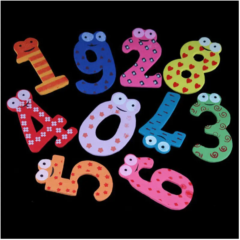Colorful Home Decorative Cute Set Of 10 Number Wooden Fridge Magnets Toy Small 5150 1