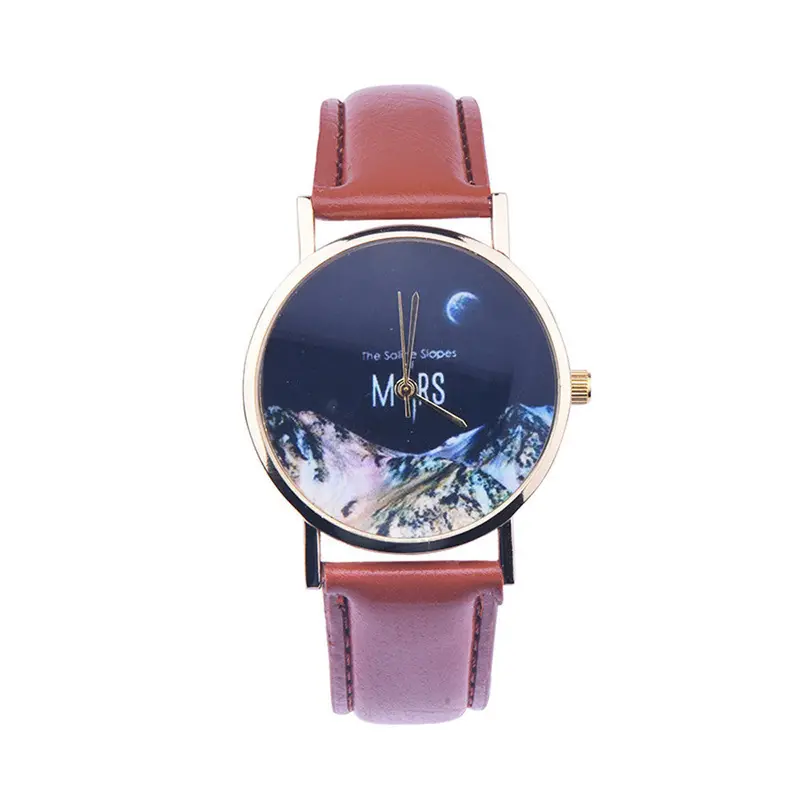 Colorful Mars Printed Watches Women Faux Leather Watches Luxury Relojes Mujer Ladies Quartz Relogio Casual Girl Hour 2