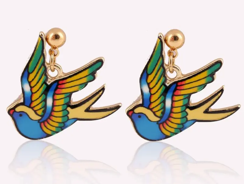 Colorful Personalized Swallow Drop Earrings Cute Animal Earrings Oeh084 1