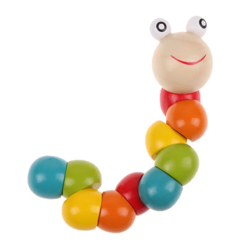 Colorful Wooden Toy Baby Variety Twist-Colored Insects Educational Inchworm Wooden Toys Blocks 1