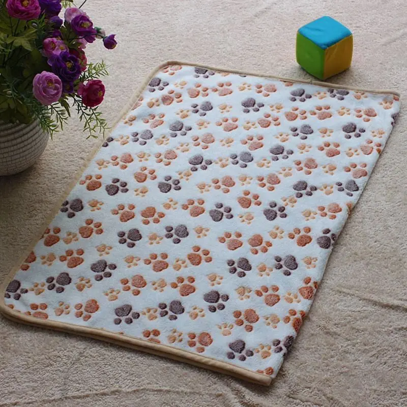 Comfortable Soft Warm Paw Print Dog Puppy Fleece Soft Pet Blanket Beds Mat 104*76Cm 80173 1