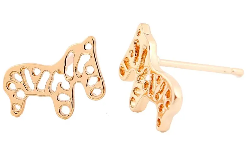 Coming Animal Earrings Cute Zebra Stud Earrings Girls Horse Silhouette Earrings Gift 10Pcs-S115 1