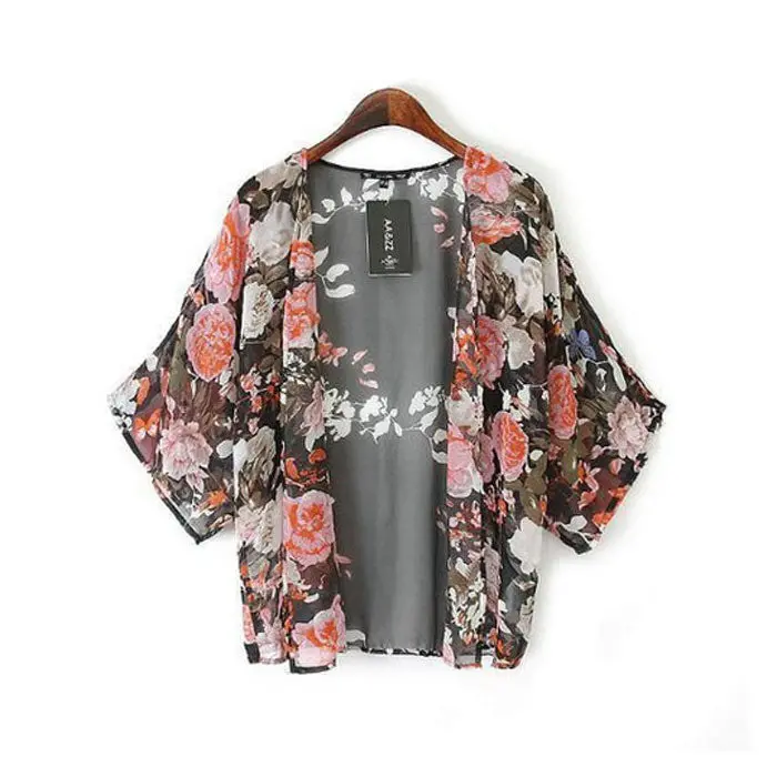 Coming Vintage Retro Floral Loose Shawl Kimono Boho Chiffon Cardigan Coat Jacket Goforward 1