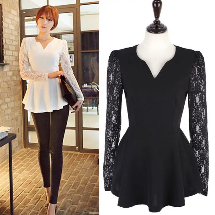 Coming Women Lace V-Neck Crochet Shirts Chiffon Blouses Tops Goforward 3