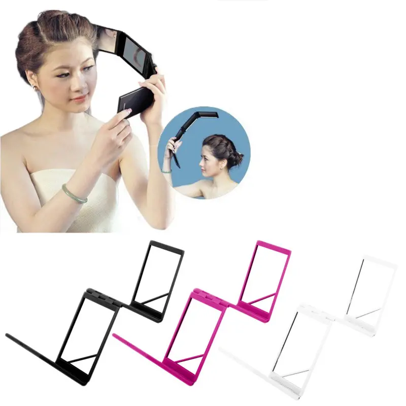 Compact 4 Folds Mirror Panel Expandable Makeup Mirror Four Sides With Case 1