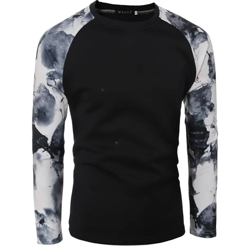 Compression Fit Long Sleeve Tee – Casual Printed Slim Top for Men