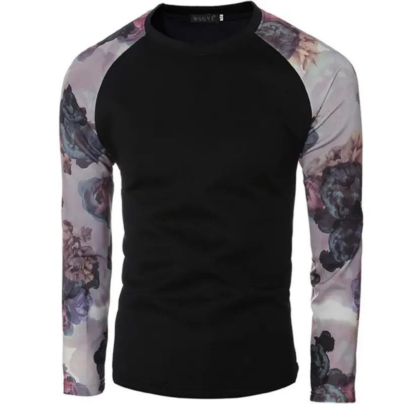 Compression Fit Long Sleeve Tee – Casual Printed Slim Top for Men