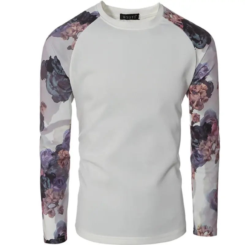 Compression Shirt Men Casual Shirts Long Sleeve Loose Printing Tops T-Shirt Tees Shirts 10