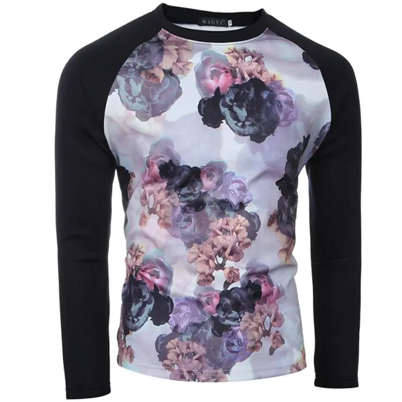 Compression Shirt Men Casual Shirts Long Sleeve Loose Printing Tops T-Shirt Tees Shirts 8