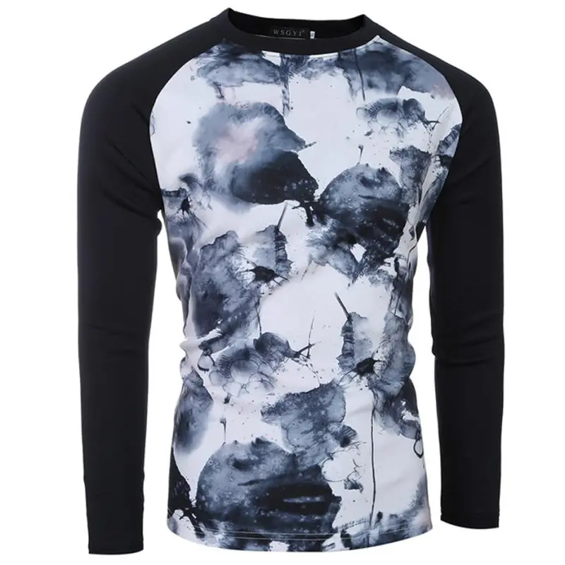 Compression Shirt Men Casual Shirts Long Sleeve Loose Printing Tops T-Shirt Tees Shirts 9