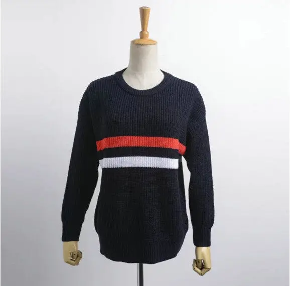 Contrast Color 2 Striped Sweater Pullovers Truien Poncho Dames Kleding Mujer Pull Femme Knitted Jumpers Knitwear 1