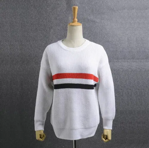 Contrast Color 2 Striped Sweater Pullovers Truien Poncho Dames Kleding Mujer Pull Femme Knitted Jumpers Knitwear 2