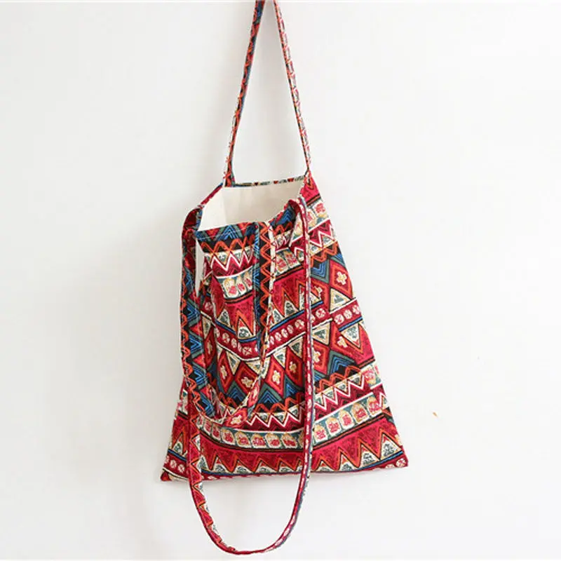 Convenience Women Shoulder Bag Canvas Hbag Shopper National Wind Bag 1