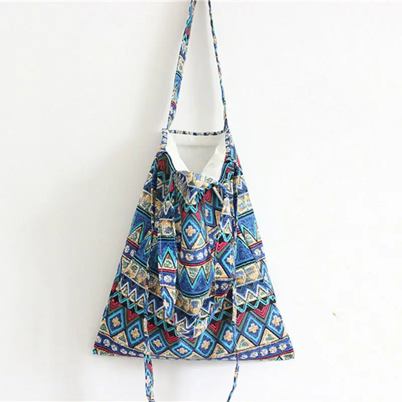 Convenience Women Shoulder Bag Canvas Hbag Shopper National Wind Bag 2