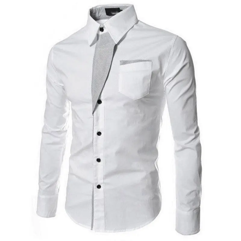 Cool Able Design Strap Decoration Long Sleeve Slim Shirts Tops Personal Type Shirt 1