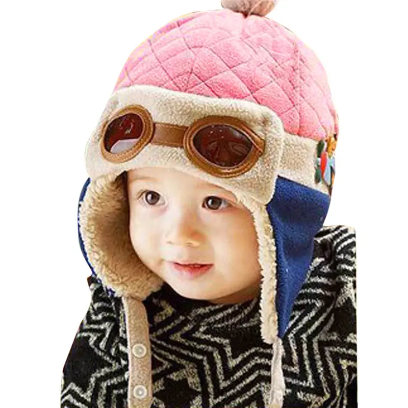 Cool Baby Boy Hat Toddlers Girl Infant Pilot Cap Warm Hat Beanie 2