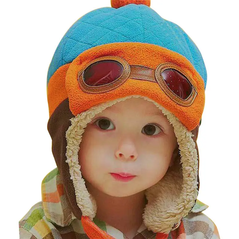 Cool Baby Boy Hat Toddlers Girl Infant Pilot Cap Warm Hat Beanie 3